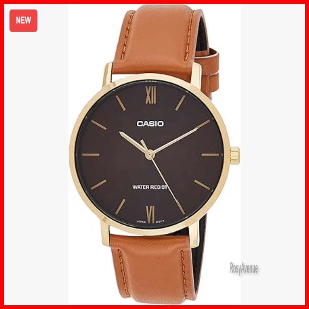 Men's Analog Watch With Leather Band, Stainless Steel Case, 40mm